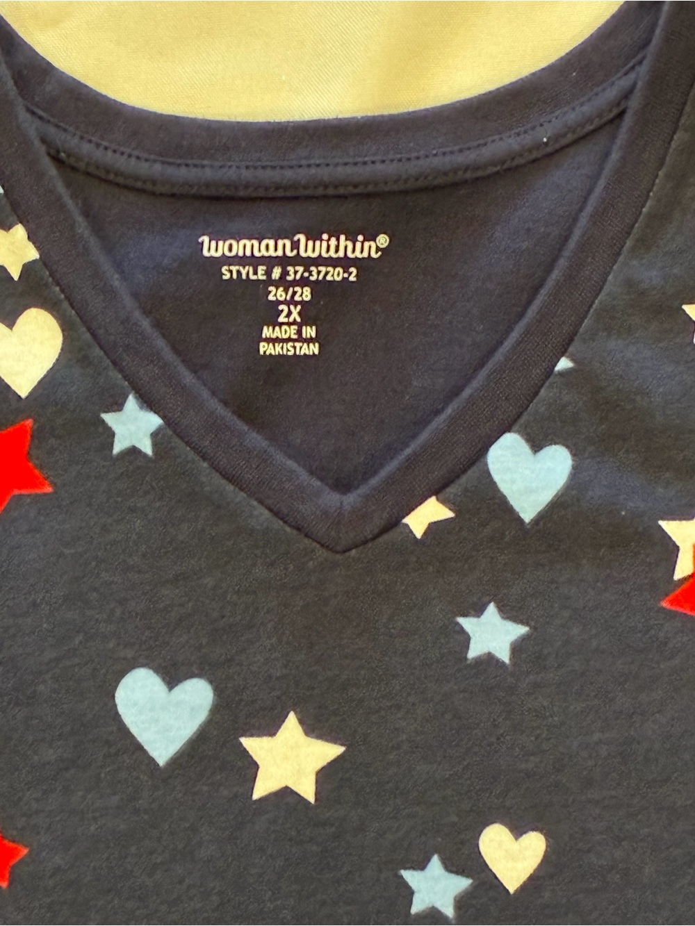 Women Within V-Neck Cuffed Americana Print Tee Top 2X - Picture 5 of 8